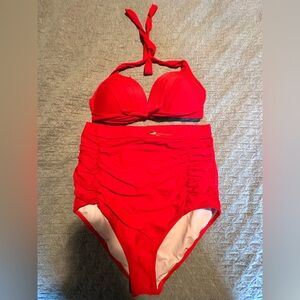 👙 Red High Wasted 2 Piece Bathing Suit 👙